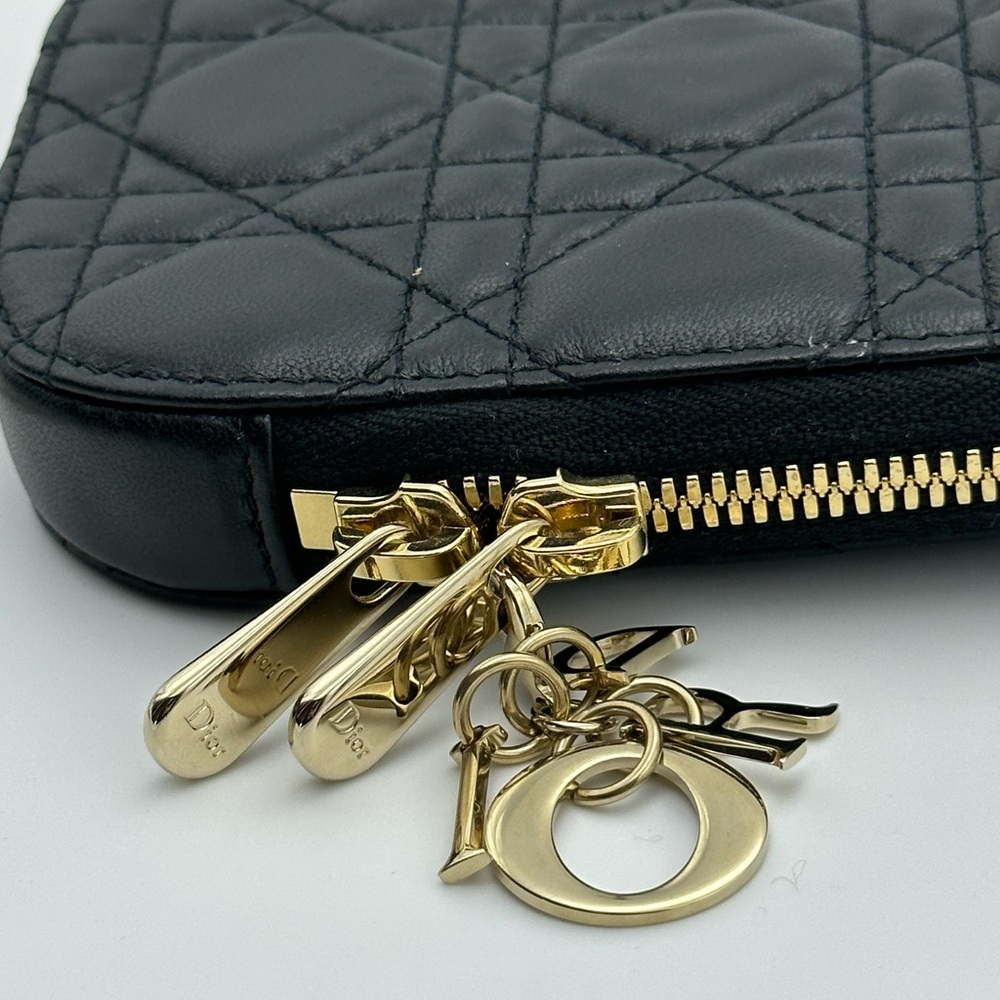 Christian Dior Cannage Phone case Chain Shoulder Bag Leather Black - Picture 4 of 10